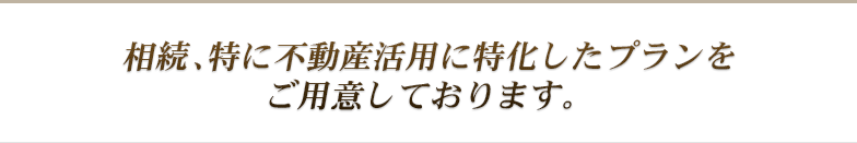 相続、特に不動産活用に特化したプランをご用意しております。